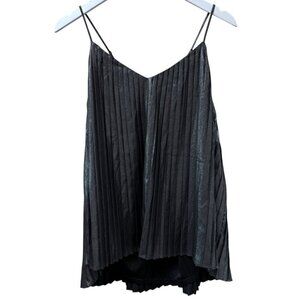 EXPRESS Metallic Top Size Large Metallic Gray Black Pleated Womens Cami NWOT
